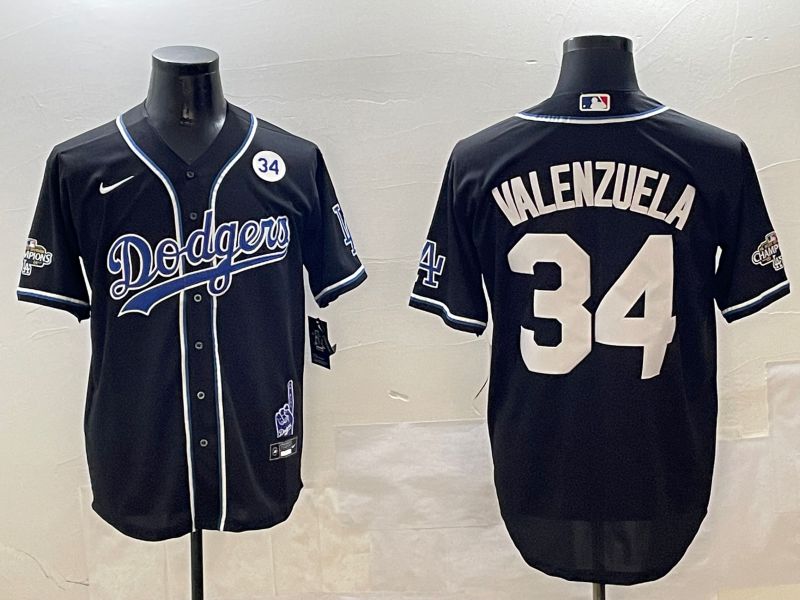Men Los Angeles Dodgers #34 Valenzuela Black Fashion Game 2025 Nike MLB Jersey style 3063